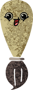 Bir insan tarafından çizilmiş bir boya fırçasının retro çizim tarzı karikatürü