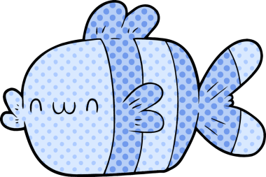 Bir insan tarafından çizilmiş şirin karikatür balığı.