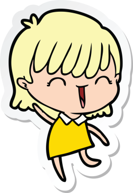 Bir insan tarafından çizilmiş bir karikatür kadının çıkartması.