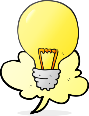 Bir insan tarafından çizilmiş serbest konuşma balonu çizgi film ampulü