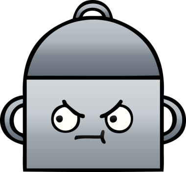 Bir insan tarafından çizilmiş tencerenin gölgeli karikatürü.