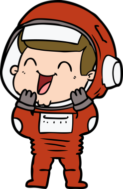 Bir insan tarafından çizilmiş mutlu astronot çizgi filmi.