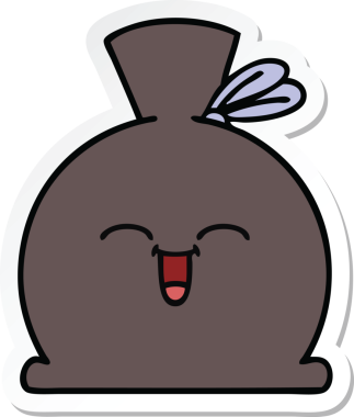 Bir insan tarafından çizilmiş şirin bir karikatür çuvalı.