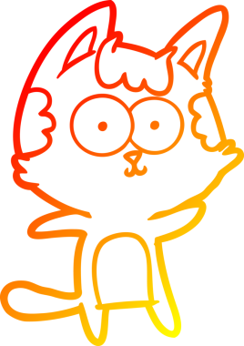 Bir insan tarafından çizilmiş mutlu çizgi film kedisinin sıcak çizgi çizgisi.