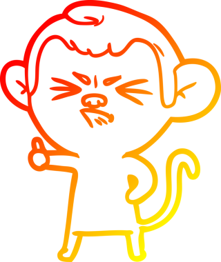 Bir insan tarafından çizilmiş kızgın bir maymunun sıcak çizgi çizimi