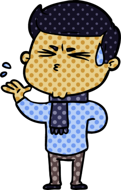 Bir insan tarafından çizilmiş terleyen çizgi film adamı.