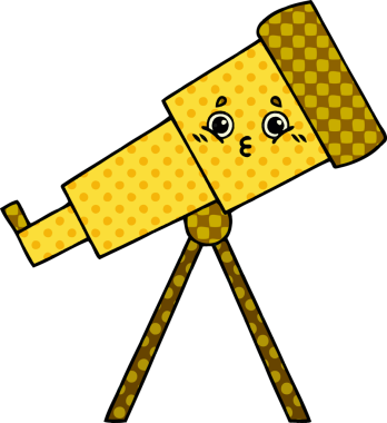 Bir insan tarafından çizilmiş bir teleskop çizgi filmi.