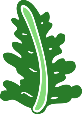 Bir insan tarafından çizilmiş düz renkli çizgi film yaprağı