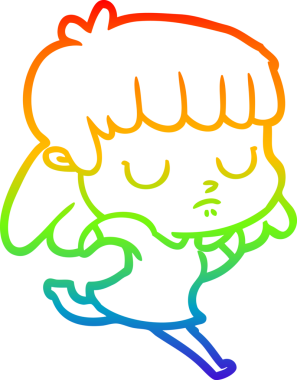 gökkuşağı gradyan çizgi çizimi bir insan tarafından çizilen ilgisiz bir kadın çizgi filmi