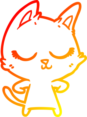 Bir insan tarafından çizilmiş sakin bir çizgi film kedisinin sıcak çizgi çizgisi.