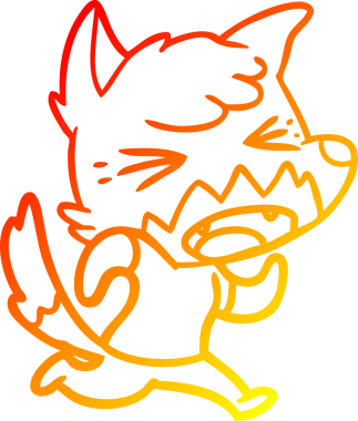 Bir insan tarafından çizilmiş kızgın bir tilkinin sıcak çizgi çizimi