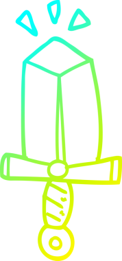 Bir insan tarafından çizilmiş bir kılıcın soğuk eğimli çizgisi.