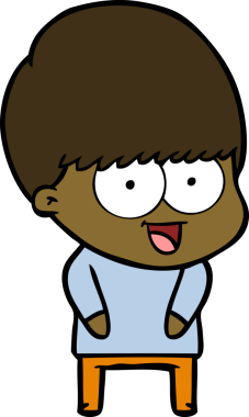 Bir insan tarafından çizilmiş mutlu çizgi film çocuğu.