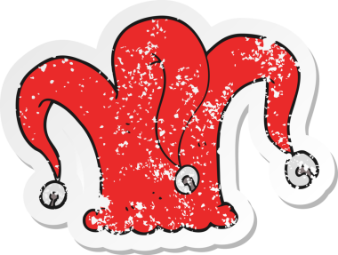 Bir insan tarafından çizilmiş soytarı şapkasının gerilimli çıkartması.