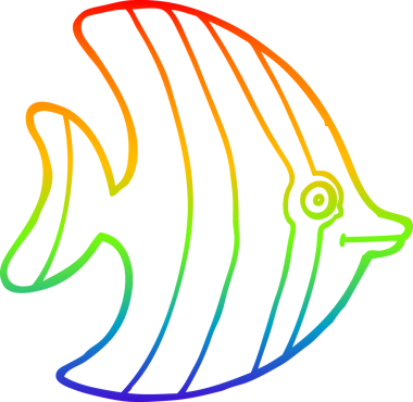 Gökkuşağı gradyan çizgisi insan tarafından çizilmiş bir melek balığının çizimi