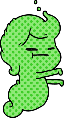 Bir insan tarafından çizilmiş kawai korkunç hayaletinin serbest çizimi.