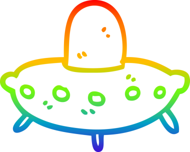 gökkuşağı gradyan çizgi çizimi bir insan tarafından çizilmiş bir uzaylı uzay gemisi