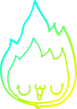 Yüzü bir insan tarafından çizilmiş bir çizgi film alevinin soğuk gradyan çizimi