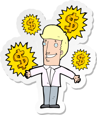 Bir insan tarafından çizilmiş bir karikatür satıcısının çıkartması.