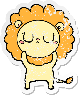 Bir insan tarafından çizilmiş karikatür aslanının sıkıntılı çıkartması.