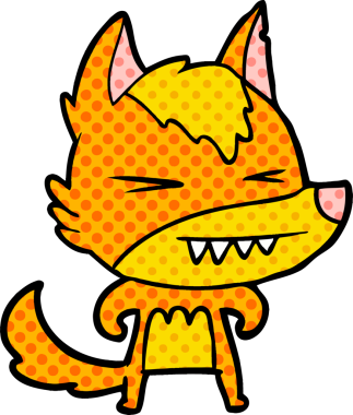 Bir insan tarafından çizilmiş tilki çizgi film karakteri