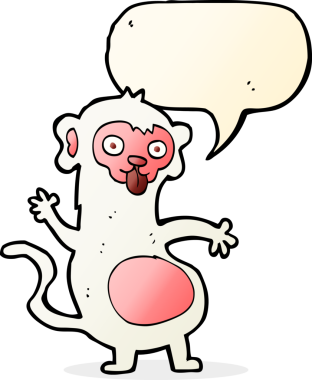 Bir insan tarafından çizilmiş komik bir çizgi film maymunu.