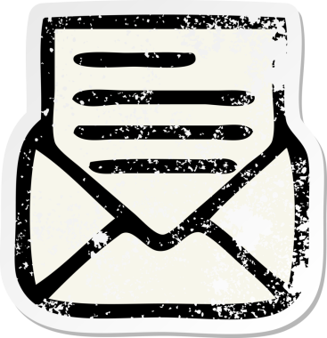 Sevimli bir karikatür mektubu ve bir insan tarafından çizilmiş zarfın sıkıntılı etiketi.