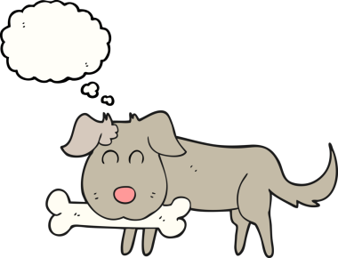 Bir insan tarafından çizilmiş kemikli serbest çizim baloncuk köpekleri.