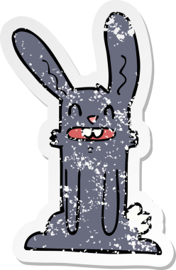 Bir insan tarafından çizilmiş karikatür tavşanı.