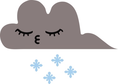 Bir insan tarafından çizilen fırtına kar bulutunun düz renkli retro karikatürü