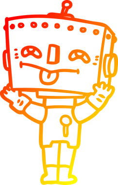 Bir insan tarafından çizilen çizgi film robotunun sıcak çizgi çizimi