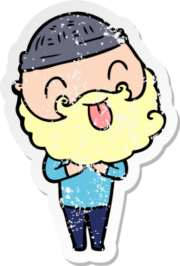 Bir insan tarafından çizilmiş sakallı bir adamın sıkıntılı çıkartması.