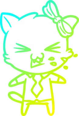 Bir insan tarafından çizilen çizgi film kedisinin soğuk gradyan çizgisi.