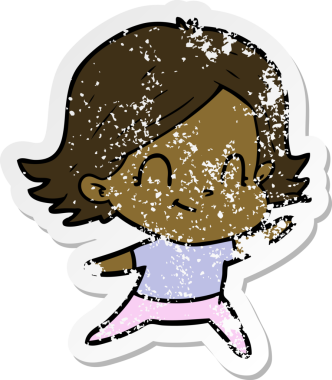 Bir insan tarafından çizilmiş, karikatür dostu bir kızın sıkıntılı çıkartması.