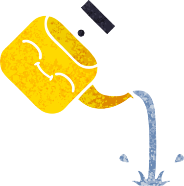 Bir insan tarafından çizilmiş bir çaydanlığın retro çizim tarzı karikatürü