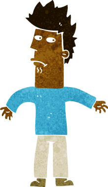 Bir insan tarafından çizilmiş, kafası karışmış bir adam.