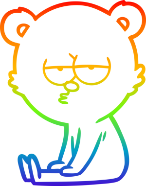 Bir insan tarafından çizilmiş, sıkılmış bir kutup ayısı çizgi filminin çizimi.