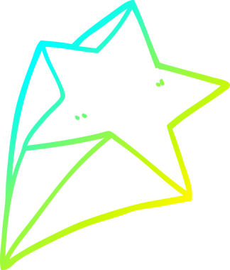 Bir insan tarafından çizilen çizgi film yıldızlarının soğuk gradyan çizgileri.