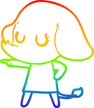 Gökkuşağı gradyan çizgisi bir insan tarafından çizilmiş şirin bir fil çizimi