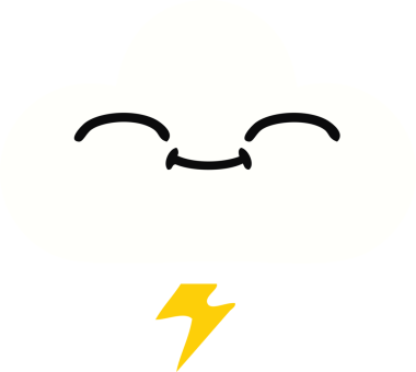 Bir insan tarafından çizilmiş bir gök gürültüsü bulutunun düz renk retro karikatürü