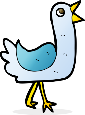 Bir insan tarafından çizilmiş çizgi film kuşu.