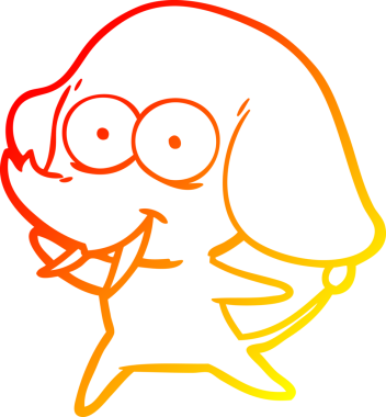 Bir insan tarafından çizilmiş mutlu bir filin sıcak çizgi çizimi