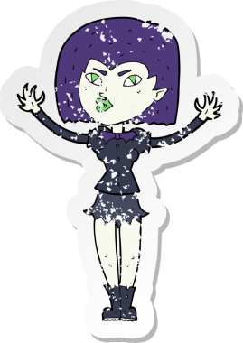 Bir insan tarafından çizilmiş vampir bir kızın gerilimli çıkartması.