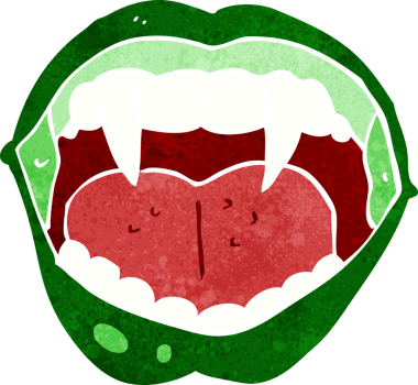 Bir insan tarafından çizilmiş vampir ağzı.