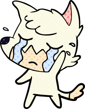 Bir insan tarafından çizilmiş ağlayan tilki çizgi filmi.