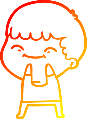 Bir insan tarafından çizilen mutlu bir çocuğun sıcak çizgi çizimi.