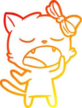 Bir insan tarafından çizilen esneyen kedinin sıcak çizgi çizimi