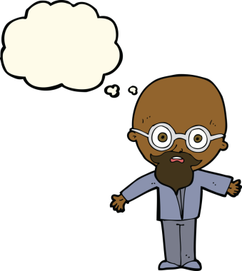 Bir insan tarafından çizilmiş düşünce baloncuğu olan dahi bir bilim adamı.