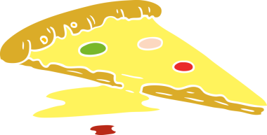 Bir insan tarafından çizilmiş bir dilim pizzanın karalaması.