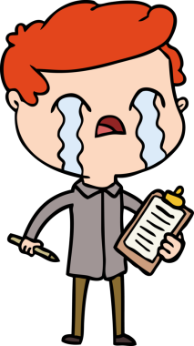 Bir insan tarafından çizilmiş ağlayan bir çizgi film satıcısı.